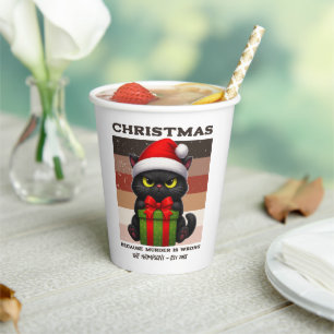 Retro Holiday Mocha Funny Cat Christmas Coffee Paper Cups