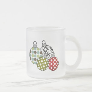 Retro Holiday Ornaments Frosted Glass Coffee Mug