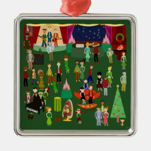 Retro Holiday Party Fun Vintage Christmas Art Metal Tree Decoration