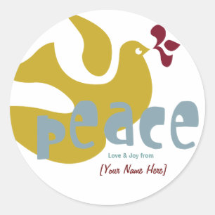 Retro Holiday Peace Label