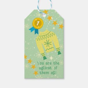 Retro Holiday Ugly Sweater Christmas Party Gift Tags