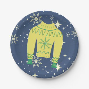 Retro Holiday Ugly Sweater Christmas Party Paper Plate