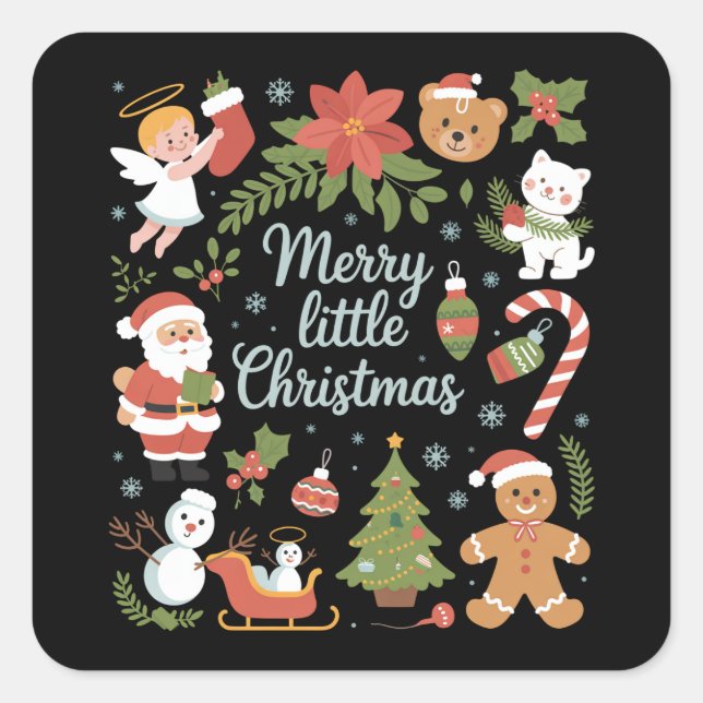 Retro Holiday Vintage Merry Little Christmas Square Sticker (Front)