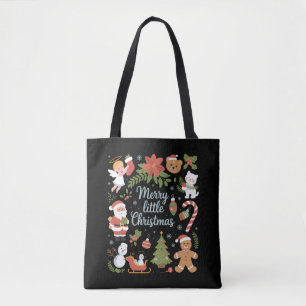 Retro Holiday Vintage Merry Little Christmas Tote Bag