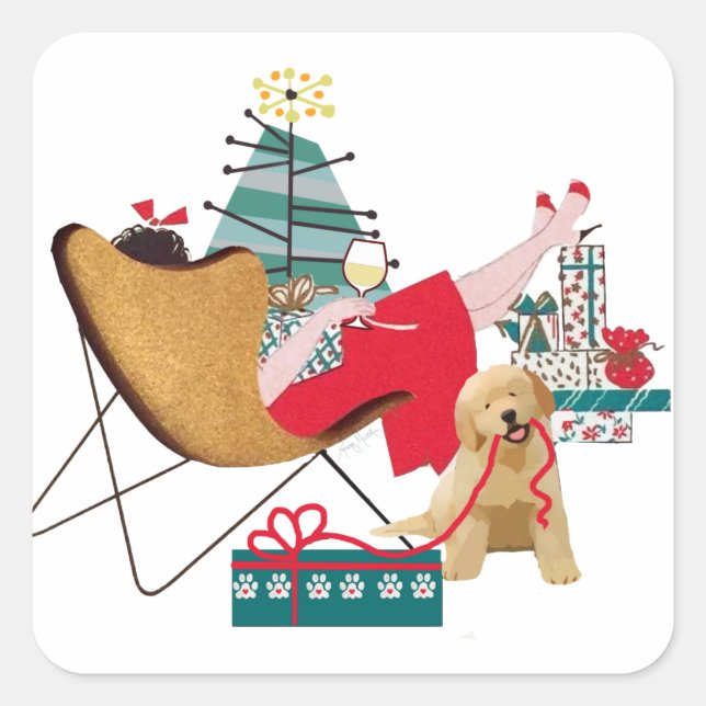 RETRO HOLIDAYS Golden Retriever stickers (Front)