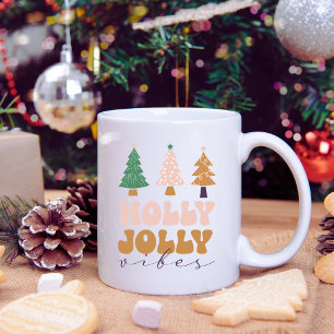 Retro Holly Jolly Vibes Christmas Mug