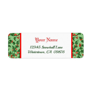 Retro Holly with Red Berries on Green Editable