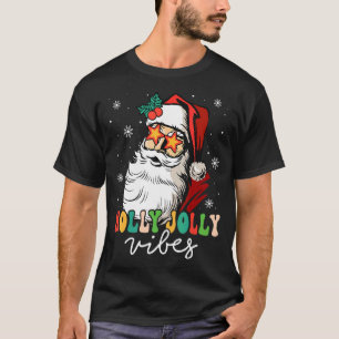 Retro Holly Xmas Jolly Vibes Santa Claus Merry Chr T-Shirt