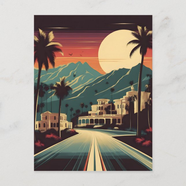 Retro Hollywood Illustration Postcard (Front)