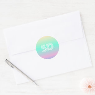 Retro Holographic Wedding Classic Round Sticker