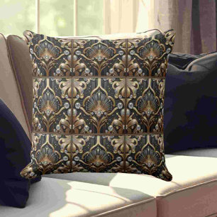 Retro Home Accents Black and Gold Art Deco Cushion