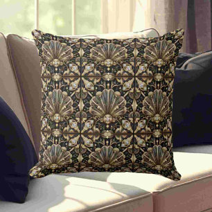 Retro Home Accents Black and Gold Art Deco Cushion