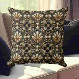 Retro Home Accents Black and Gold Art Deco Cushion