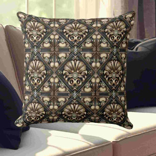 Retro Home Accents Black and Gold Art Deco Cushion