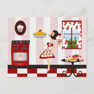 Retro Home Cooking Recipe Postcard