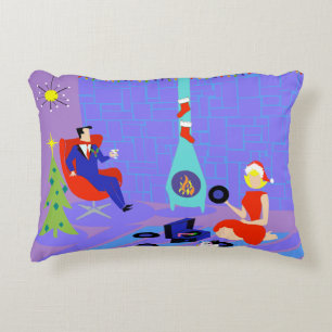 Retro Home for the Holidays Accent Pillow