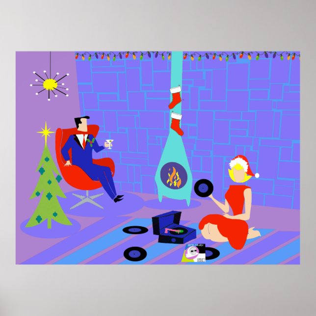 Retro Home for the Holidays Christmas Poster (Front)