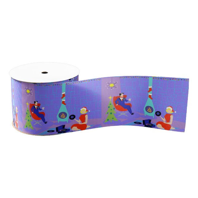 Retro Home for the Holidays Gift Ribbon Grosgrain Ribbon (Spool)