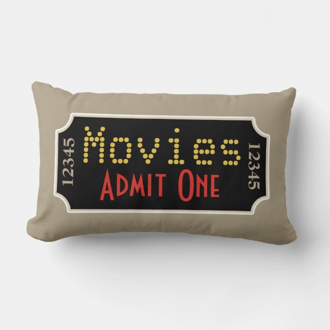 Retro Home Theatre Movie Ticket Cinema Pillow (Front)