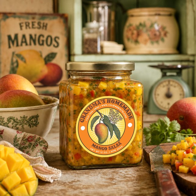 Retro Homemade Mango Salsa Label Template (Creator Uploaded)