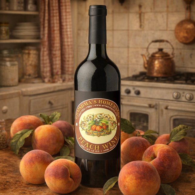 Retro Homemade Peach Wine Label Template (Creator Uploaded)