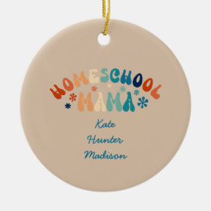 Retro Homeschool Mum Mama Personalised Ceramic Tree Decoration