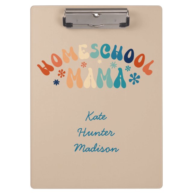 Retro Homeschool Mum Mama Personalised Clipboard (Front)
