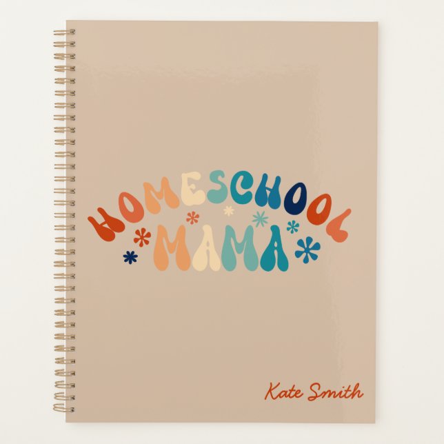 Retro Homeschool Mum Mama Personalised Planner (Front)