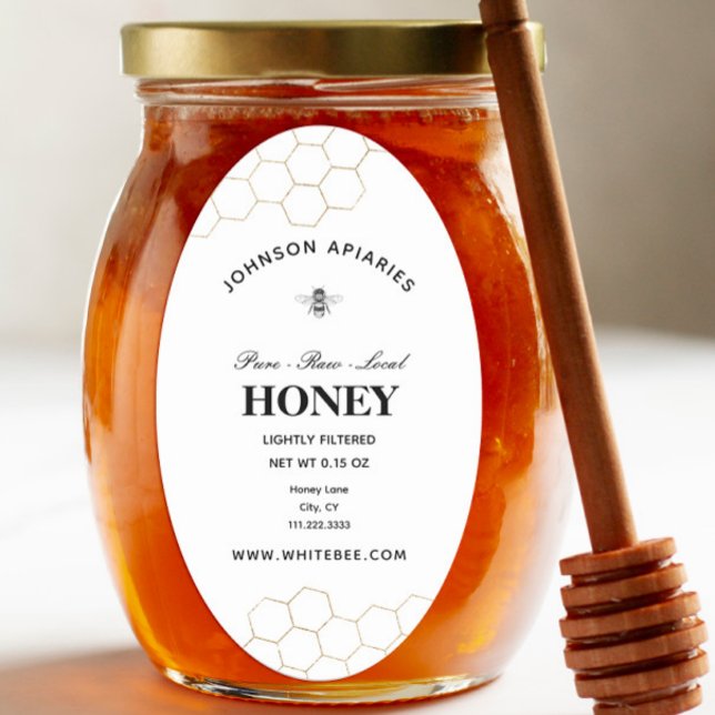 Retro Honey Bee | Organic Honey  Oval Sticker (Creator Uploaded)
