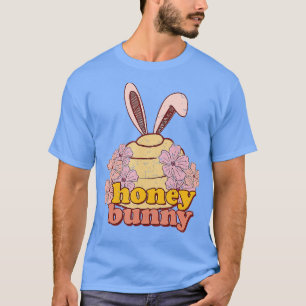 Retro Honey Bunny Vintage Flowers Rabbit Ears Beeh T-Shirt