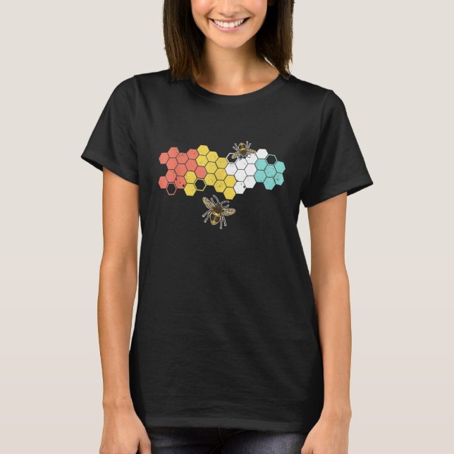 Retro Honeycomb Beekeeper Design for Bee Lover T-Shirt (Front)