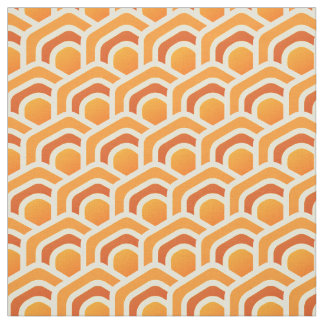 Retro Honeycomb Waves Orange Hexagon Pattern Fabric