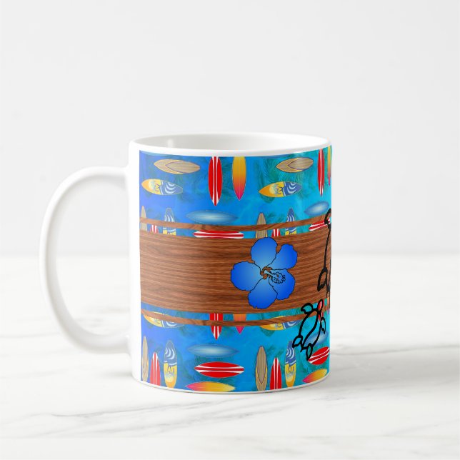 Retro Honu Surfboard Coffee Mug (Left)