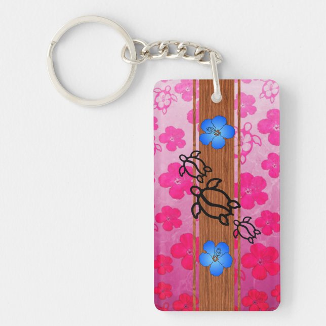 Retro Honu Surfboard Key Ring (Front)