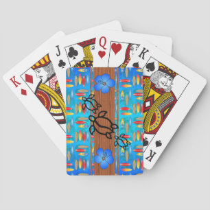 Retro Honu Surfboard Playing Cards