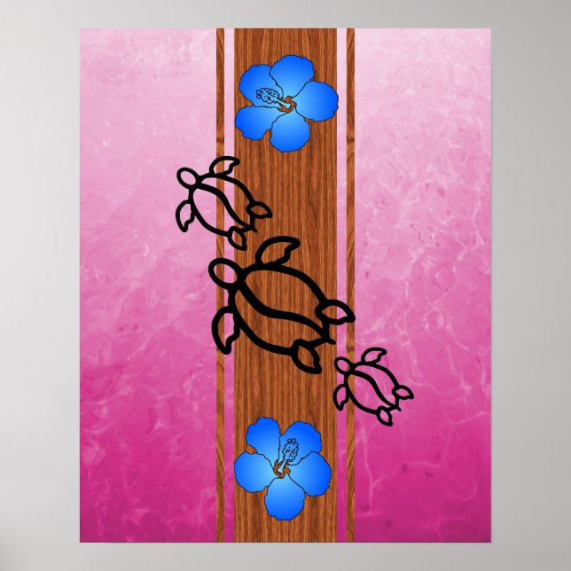 Retro Honu Surfboard Poster (Front)