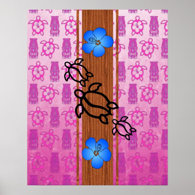 Retro Honu Surfboard Poster (Front)