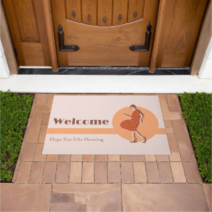 Retro Hope You Like Dancing Orange Personalised Doormat