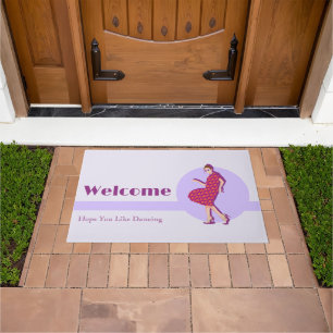 Retro Hope You Like Dancing Purple Personalised Doormat