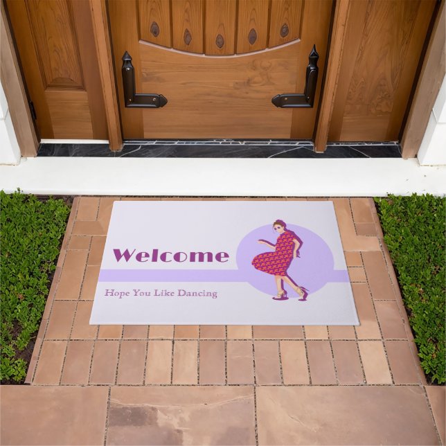 Retro Hope You Like Dancing Purple Personalised  Doormat (Outdoor)