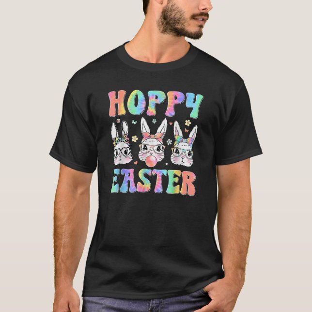 Retro Hoppy Easter Bunny Face Tie Dye Boys Print T T-Shirt (Front)