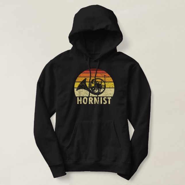 Retro Hornist For French Horn Player2 Hoodie (Design Front)