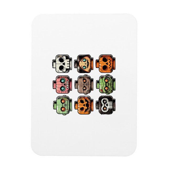 Retro Horror Bricks Head Scary Halloween Mask Magnet (Vertical)