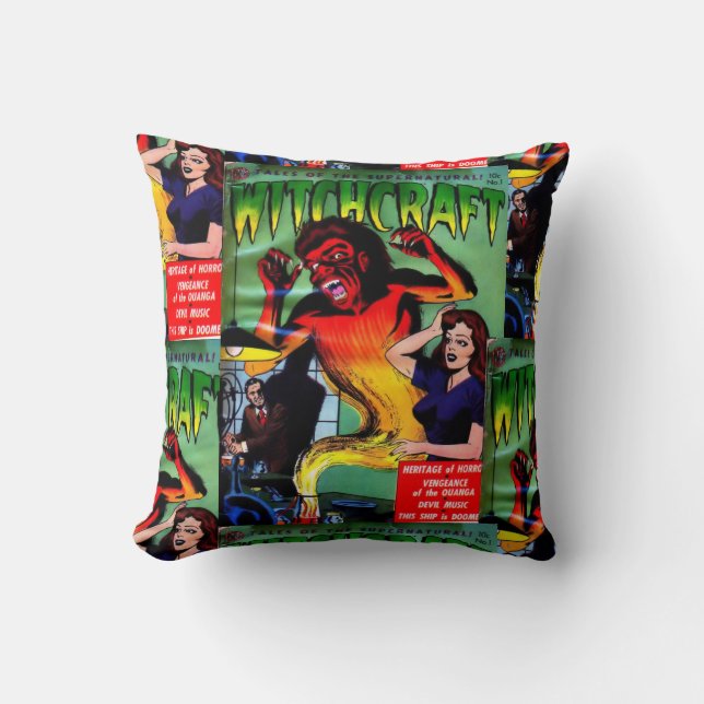Retro Horror Comic Book Decorative Throw Pillows (Front)
