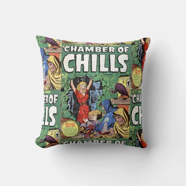 Retro Horror Comic Book Decorative Throw Pillows (Front)