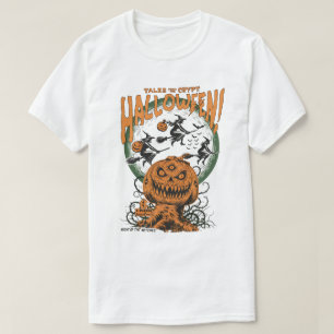 Retro Horror Halloween Witches & Pumpkin T-Shirt