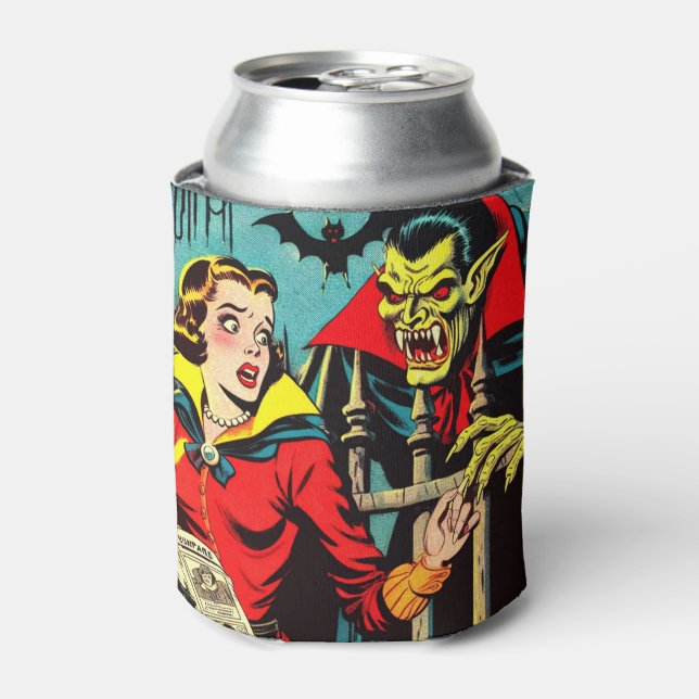 Retro Horror Vampire Comics Can Cooler (Can Front)