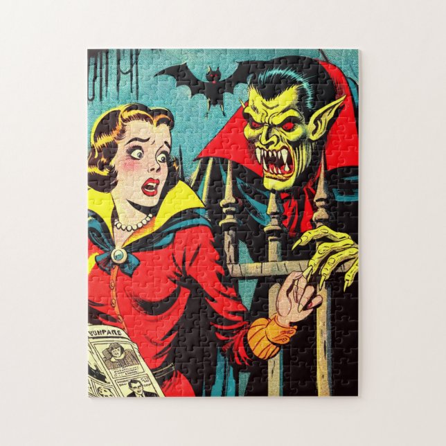Retro Horror Vampire Comics Jigsaw Puzzle (Vertical)