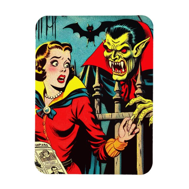 Retro Horror Vampire Comics Magnet (Vertical)