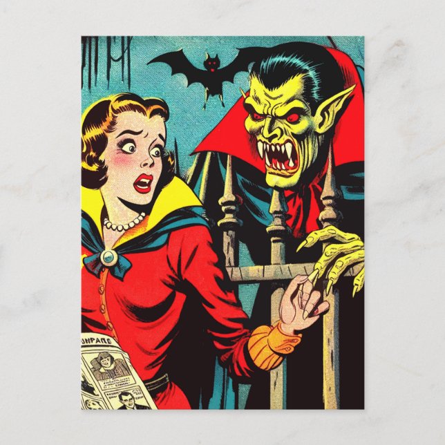 Retro Horror Vampire Comics Postcard (Front)